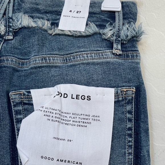 Good American Good Legs Under Fray Waistband High Rise Skinny Jeans size 4 (27) - Picture 8 of 11